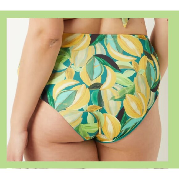 Etam Reversible Foldover ropical Splash Bikini Bottom XL w/Ties - Picture 5 of 10